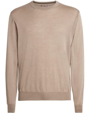 Herno Wool-Silk Crew-Neck Jumper - Brown