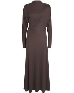 RETORI Jersey Draped Maxi Dress - Brown