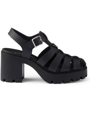 Prada Rubber Platform Sandals 90 - Black