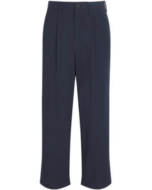 IM MEN Organic Cotton Pleated Trousers - Blue