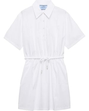 Prada Cotton Poplin Mini Shirt Dress - White