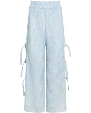 Loretta Caponi Lace-Trim Clarissa Pants - Blue