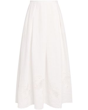 Lafayette 148 New York Organic Linen Broderie Anglaise Maxi Skirt - White