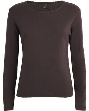 Leset Cotton Pointelle T-Shirt - Brown