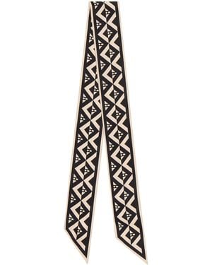 Harrods Silk Geometric Print Skinny Scarf - White