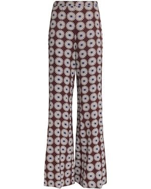 Sandro Floral Print Flared Trousers - Brown