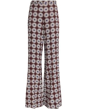 Sandro Floral Print Flared Pants - Brown
