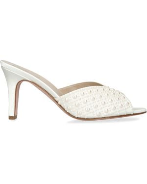 Gina Satin Embellished Alyssa Heeled Mules 85 - White