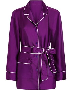Dolce & Gabbana Silk Belted Shirt - Purple