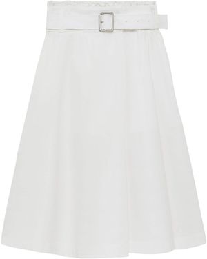 Loewe Cotton Belted Midi Skirt - White