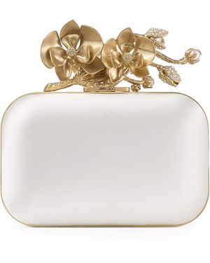 Jimmy Choo Cloud Satin Clutch Bag - White