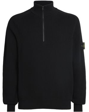 Stone Island Cotton Half-Zip Jumper - Black