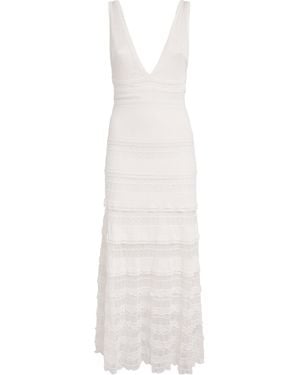 Sandro Pointelle Knitted Maxi Dress - White