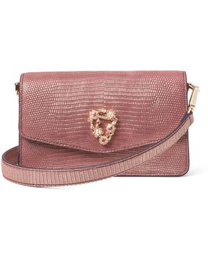 Aspinal of London Leather Snakeskin-Embossed Eliza Clutch Bag - Pink