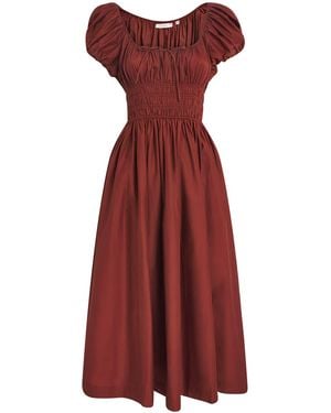 Doen Organic Cotton Quinn Midi Dress - Red