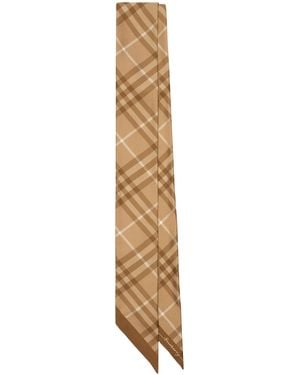 Burberry Silk Contrast Check Skinny Scarf - Metallic