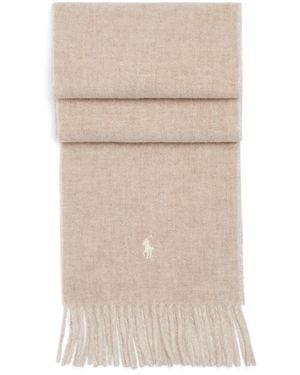Polo Ralph Lauren Wool-Blend Reversible Fringe Scarf - Natural