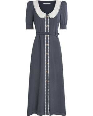 Alessandra Rich Silk Printed Midi Dress - Blue