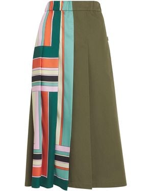 Weekend by Maxmara Cotton Printed Midi Skirt - Green