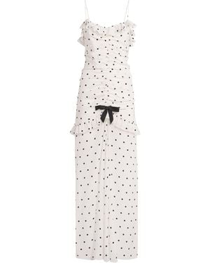 Alessandra Rich Silk Polka Dot Maxi Dress - White