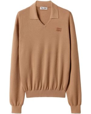 Miu Miu Cashmere Polo Jumper - Brown