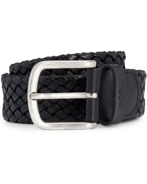 BOSS Leather Woven Belt - Black