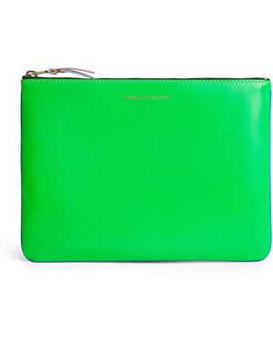 Comme des Garçons Large Leather Super Fluo Pouch - Green
