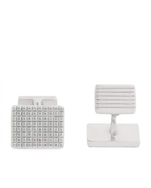 dunhill Hobnail And Reed Tile Cufflinks - White