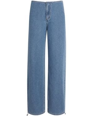 Still Here Drawstring Sport Wide-Leg Jeans - Blue