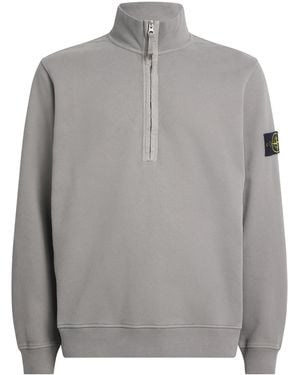 Stone Island Cotton Half-Zip Sweatshirt - Grey