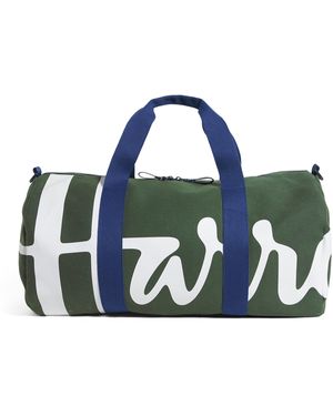 Harrods Cotton Logo Barrel Bag - Blue