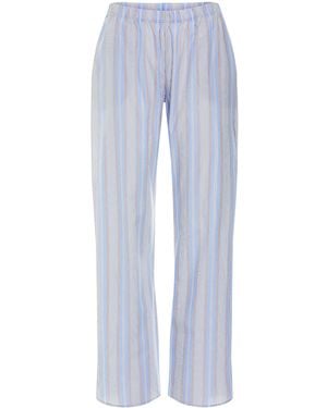 Hanro Cotton Striped Sleep & Lounge Pyjama Trousers - Blue
