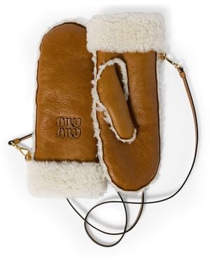 Miu Miu Shearling Mittens - Metallic