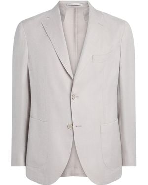 Eleventy Cashmere-Silk Single-Breasted Blazer - Grey