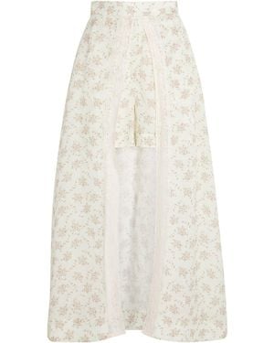 Sandro Floral-Print Maxi Skort - White