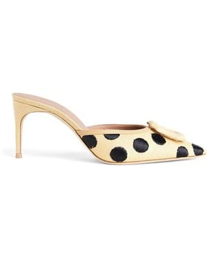 Malone Souliers Raffia Polka-Dot Mona Mules 70 - Metallic