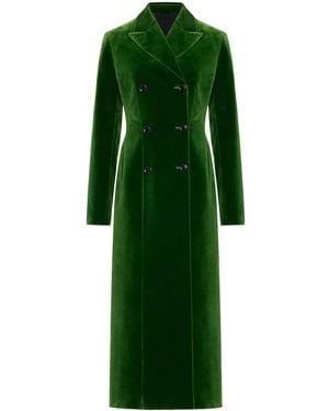 Alaïa Velvet Double-Breasted Overcoat - Green