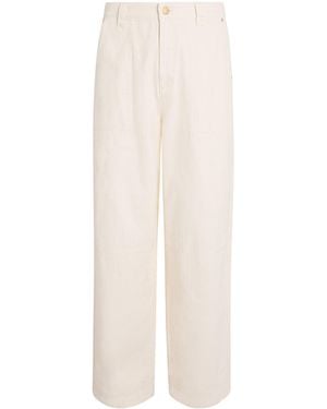 About Blank Cotton Wide-Leg Carpenter Trousers - White