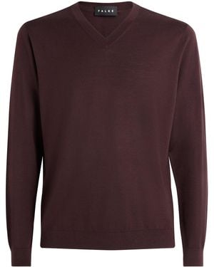 FALKE Ultrafine Merino Wool V-Neck Sweater - Brown