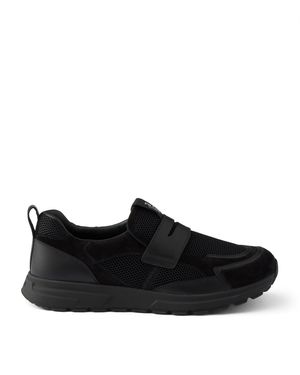 Prada Leather-Mesh Trainers - Black