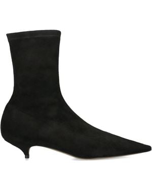 The Row Liisa Suede Kitten Ankle Boots 35 - Black