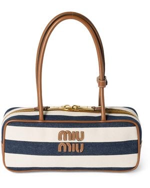 Miu Miu Canvas-Leather Beau Bag - Blue