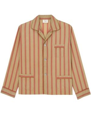 Saint Laurent Cupro Stripe Pyjama Top - Brown