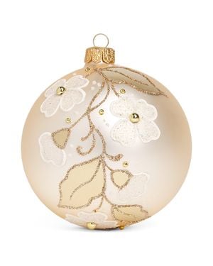 Harrods Glass Flower Bauble - Natural
