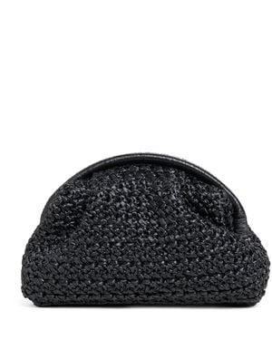 Eleventy Raffia Woven Clutch Bag - Black