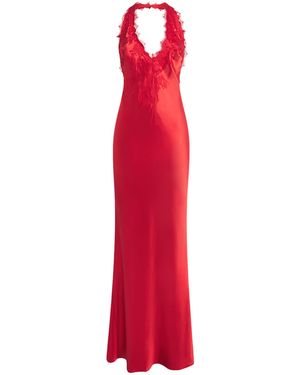 Torlowei Silk Lace-Detail Slip Maxi Dress - Red
