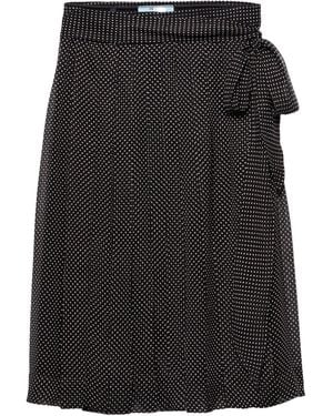Prada Silk Chiffon Wrap Midi Skirt - Black