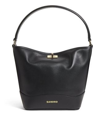 Sandro Leather Bucket Bag - Black