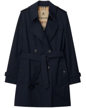 Burberry Gabardine Kensington Heritage Trench Coat - Blue