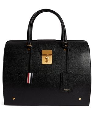 Thom Browne Leather Mr. Thom Weekend Bag - Black